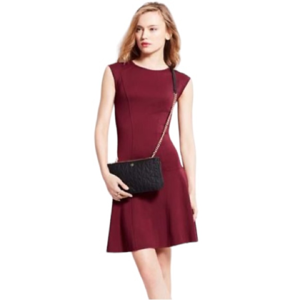 Ann Taylor Ponte Cap Sleeve Flounce Dress - Picture 1 of 6